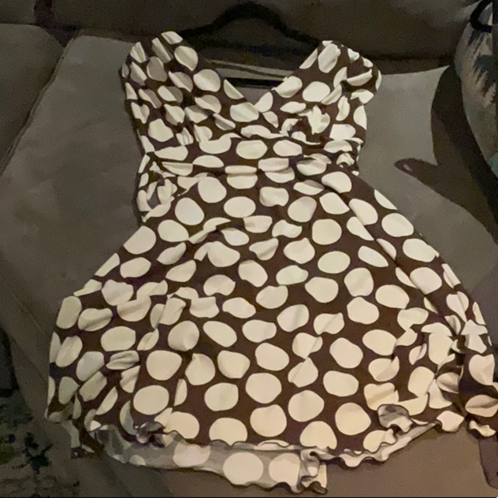 Brown and White Polka Dot Dress